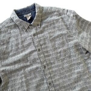 Carbon 2 Cobalt Large Tall Button Down Long Sleeve Gray Linen Blend Men's‎ Shirt